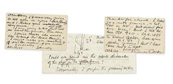 CALDER, ALEXANDER. Small archive of 5 items Signed, to collector Harry Francis Burke: two Autograph Letters * three Autograph Postcards